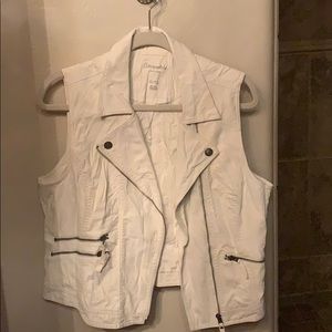 White faux leather vest